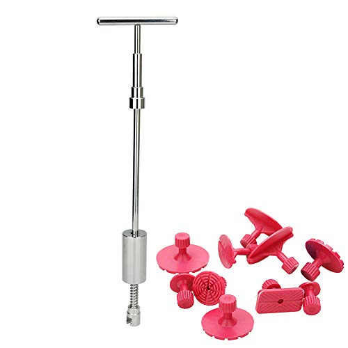 Reparación de Abolladura de Coche Herramienta, KKmoon 11 Pcs 2-en-1 Extractor de Tire, Extractor de Varilla de Tracción Conjunto de Herramienta, Ventosa Coche Abolladuras