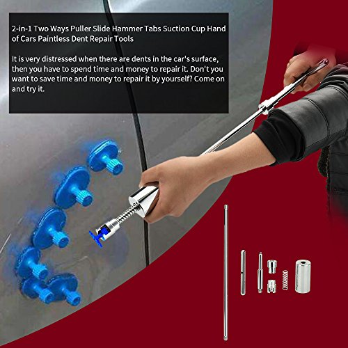Reparación de Abolladura de Coche Herramienta, KKmoon 11 Pcs 2-en-1 Extractor de Tire, Extractor de Varilla de Tracción Conjunto de Herramienta, Ventosa Coche Abolladuras