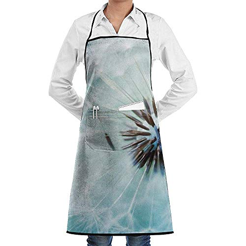 Reredith Los Muebles decoran los Delantales Impermeables de Alta definición del Babero del Diente de león, Delantal del Cocinero de la Cocina conBolsillos Grandes