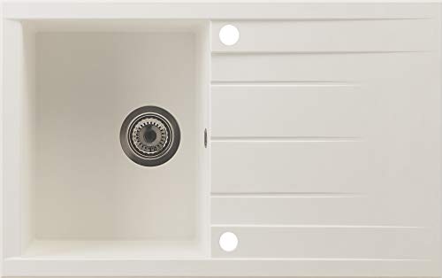 respekta - Fregadero Alineo100, 60% material compuesto de minerales y fibra de vidrio, 40% resina sintética., Blanco, 80 cm