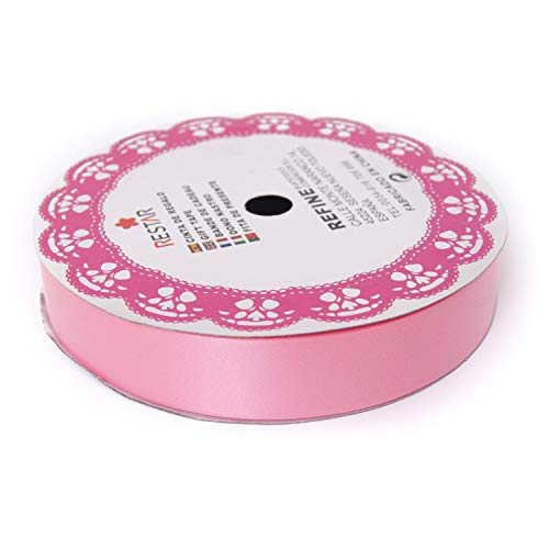 Restar Rollo de Cinta para Lazos, Globos, Manualidades con Flores, Decoración de Fiestas, Cumpleaños, Bodas, Bautizos, Baby Shower, Cinta de Regalo 1.8 cm ancho x 22 m de largo (Rosa)