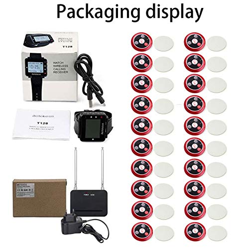 Retekess T128-T117 Sistema de Pager Inalámbrico, Sistema de Llamadas a Restaurantes con Amplificador de Señal, 1 Reloj y 20 Botones de Llamada para Restaurantes, Hospitales y Bares