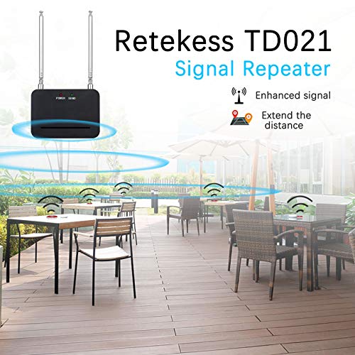 Retekess T128-T117 Sistema de Pager Inalámbrico, Sistema de Llamadas a Restaurantes con Amplificador de Señal, 1 Reloj y 20 Botones de Llamada para Restaurantes, Hospitales y Bares