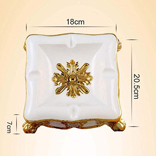 REWD Hogar Ceniceros para Puros De Estilo Europeo Estilo práctico de tuberías de Marfil cenicero de Porcelana Sala de Ministerio del Interior del café Decoración de la Mesa de Color: Oro Blanco,