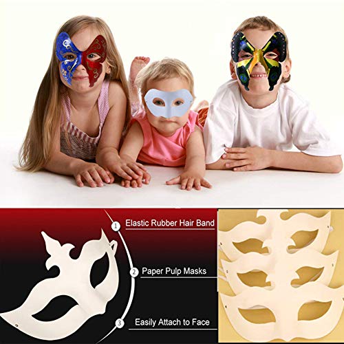 REYOK Máscaras Blancas con Cuerda Elástica,Máscara Blanca de Papel,12 Piezas Pintar De Disfraces Decoración De Bricolaje Carnaval De Veneciano para el Carnaval de Halloween Máscara Diseño
