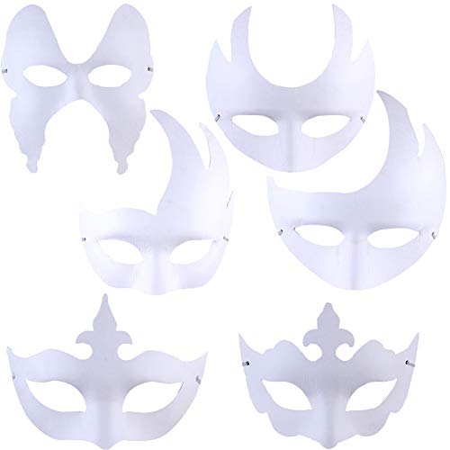 REYOK Máscaras Blancas con Cuerda Elástica,Máscara Blanca de Papel,12 Piezas Pintar De Disfraces Decoración De Bricolaje Carnaval De Veneciano para el Carnaval de Halloween Máscara Diseño
