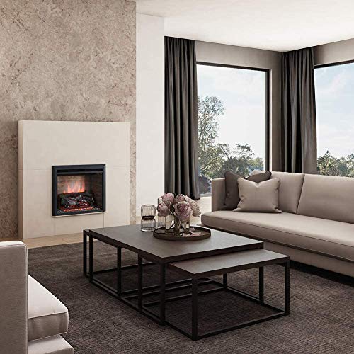 RICHEN Chimenea eléctrica Plamen - Chimenea empotrada con calefacción, iluminación LED, efecto de llama 3D y control remoto - Negro