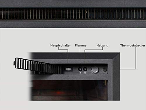 RICHEN Chimenea eléctrica Plamen - Chimenea empotrada con calefacción, iluminación LED, efecto de llama 3D y control remoto - Negro
