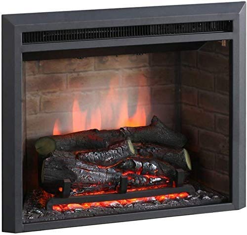 RICHEN Chimenea eléctrica Plamen - Chimenea empotrada con calefacción, iluminación LED, efecto de llama 3D y control remoto - Negro