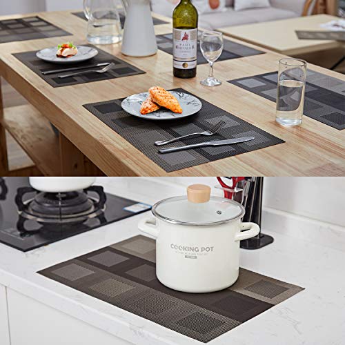 RICHTOP - Juego de 6 manteles Individuales de Vinilo Tejido, Aislante de Calor de PVC, Antimanchas, Antideslizantes, decoración de Mesa de Comedor de Cocina