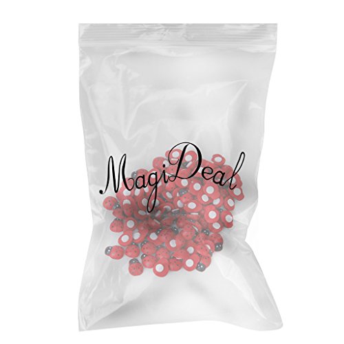 RICISUNG Pequeñas mariquitas de madera para pegar, vinilo, rojo, 100pcs/set