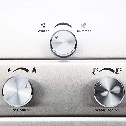 Ridgeyard Calefactor del Agua de la Ducha de Propano y Gas con Pantalla Digital de la Caldera y sin Tanque 12L/minuto 24kW (60C temperatura del agua) - incluye 5 m manguera de alta resistencia, pistola y manguera conectores.