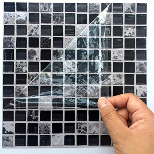 Ridioo 15 * 15 cm Imitación muebles de mármol PVC autoadhesivo empapelado baño cocina mosaico azulejo etiqueta de la pared arte(10pcs)