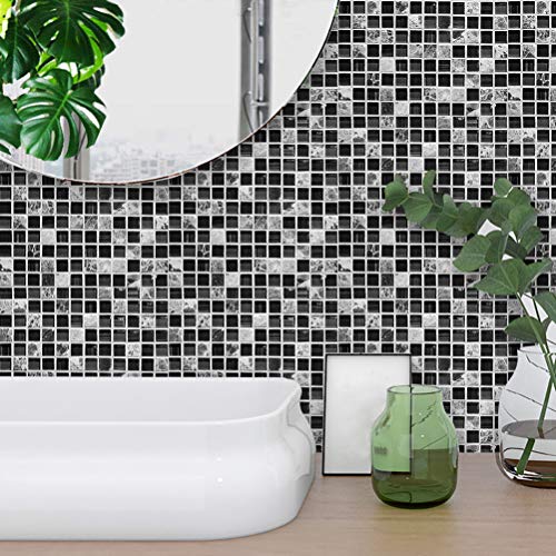 Ridioo 15 * 15 cm Imitación muebles de mármol PVC autoadhesivo empapelado baño cocina mosaico azulejo etiqueta de la pared arte(10pcs)