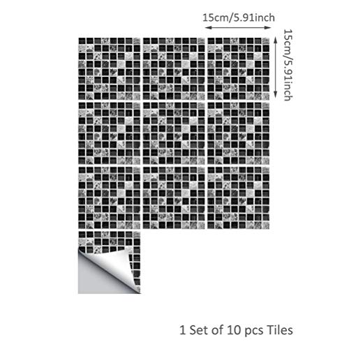 Ridioo 15 * 15 cm Imitación muebles de mármol PVC autoadhesivo empapelado baño cocina mosaico azulejo etiqueta de la pared arte(10pcs)