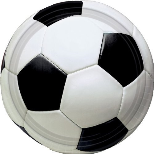 Riethmüller/Dekospass 33 unidades Set de fiestas* diseño de fútbol * platos de Papel + servilletas + vasos + XXL-confetis para Fiesta, para el mundial de fútbol