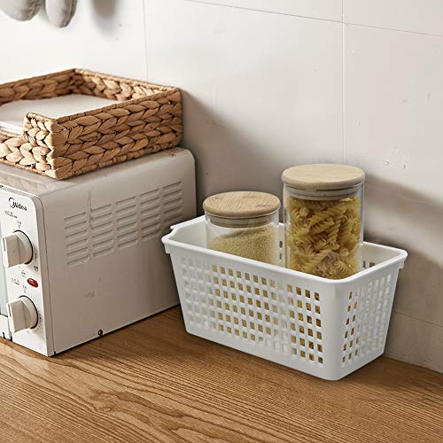 Rinboat Cestos Cesta Cesto de Almacenamiento de Plástico para Cocina, Color Gris y Blanco, 6 Unidades