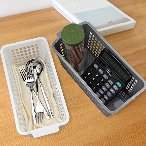 Rinboat Cestos Cesta Cesto de Almacenamiento de Plástico para Cocina, Color Gris y Blanco, 6 Unidades
