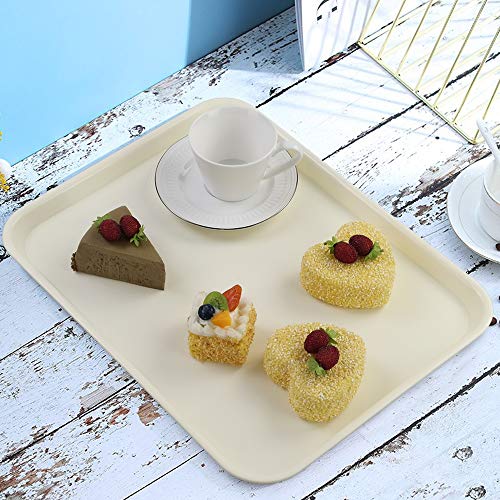 Rinboat Grande Bandejas Rectangulares Plástico Servir Comida Rápida, Crema y Gris, 6 Unidades