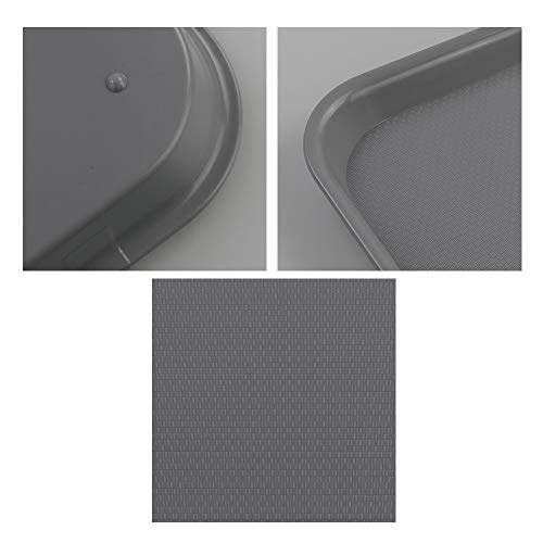 Rinboat Grande Bandejas Rectangulares Plástico Servir Comida Rápida, Crema y Gris, 6 Unidades