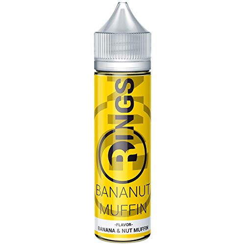 Rings E-Liquid Bananut Muffin 50ml 70VG/30PG Liquido Vaper sin nicotina sabor a Muffin de Banana y Nuez | Liquido para Vapear tipo postre | Muffin | Platano | Nuez