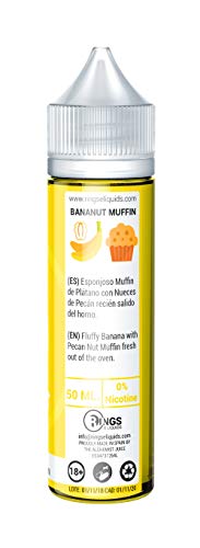 Rings E-Liquid Bananut Muffin 50ml 70VG/30PG Liquido Vaper sin nicotina sabor a Muffin de Banana y Nuez | Liquido para Vapear tipo postre | Muffin | Platano | Nuez