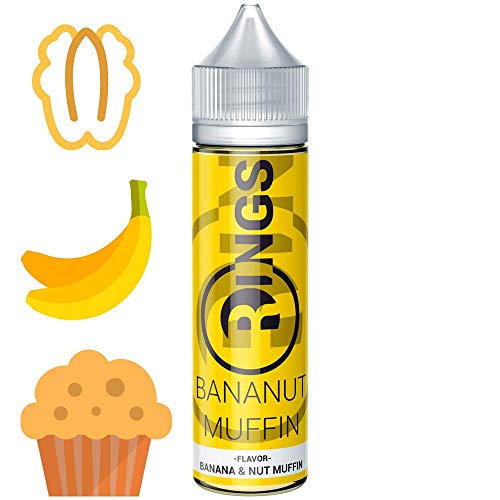 Rings E-Liquid Bananut Muffin 50ml 70VG/30PG Liquido Vaper sin nicotina sabor a Muffin de Banana y Nuez | Liquido para Vapear tipo postre | Muffin | Platano | Nuez