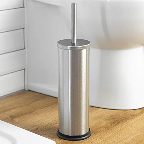 Rink Drink Set de Cubo de Basura para baño y escobilla - Cubo Cuadrado de 3 l con Pedal - Acero Cepillado