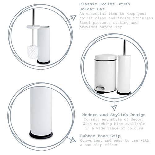 Rink Drink Set de Cubo de Basura para baño y escobilla - Cubo Cuadrado de 3 l con Pedal - Acero Cepillado