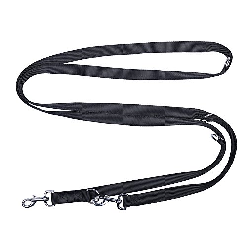 Rinsduall Correa de Perro en Negro, Resistente y Ajustable en 5 Longitudes (1,60m-1,70m-2,25m-2,80m-3,00m) 3m Correa para Perro, Correa Doble