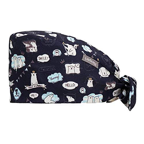 riou Gorro Quirúrgico Flor Corbata Ajustable Médico Enfermera Gorro Quirofano Reutilizable Gorro de Cirugía para Pelo Largo Corto Gorro de Trabajo