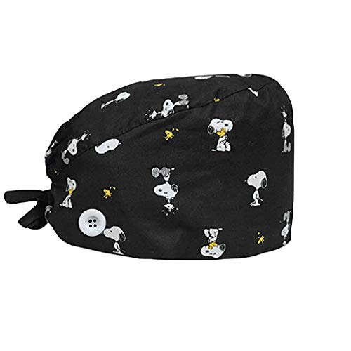 riou Gorro Quirúrgico Flor Corbata Algodón Gorro de Cirugía Estampado Gorro Médico Enfermera Gorro de Quirófano Ajustable Gorro de Trabajo
