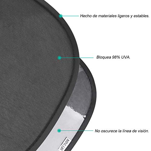 RIRGI Parasol Coche Bebe, Parasol Coche Infantil Lateral, Bloqueo de Rayos UV Nocivos, Parasoles Autoadhesivo para Proteger del Sol a Bebés y Mascotas, 2 Unidades 52x30.5CM