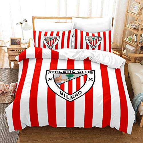 Rishx-Home Funda Nórdica con Funda De Almohada Impresión 3D Ropa De Cama De Fútbol Funda Nórdica Súper Suave Adolescentes Edredón Ligero Y Cómodo 3 Piezas (Bilbao,180 * 210CM)