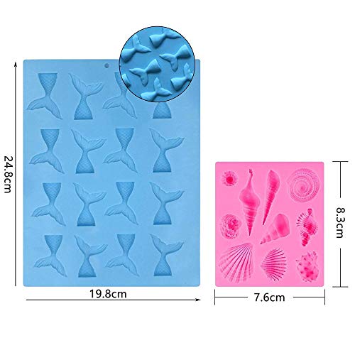 Ritte 2 Paquetes Moldes de Pastel de Silicona Fondant Baking Torta del Silicón 3D Molde para Pastel de Pasta de Azúcar Que Adorna DIY Moldes Cake Mold Alimentos Serie Océano