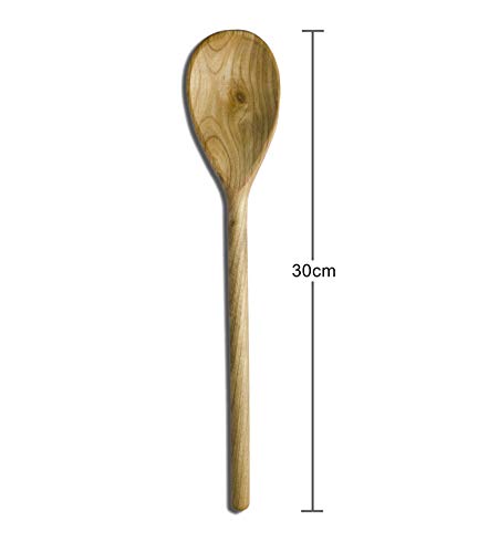 RiveraKitchen - Juego de 4 cucharas de Cocina de Madera de Cerezo, 30 cm de Longitud, Utensilios de Cocina, Cuchara y Cuchara de Cocina