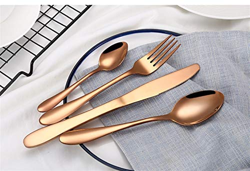 RJJX Home De Gama Alta cubertería 4 Unidades Aumentaron un Cuchillo de Mesa de Acero Inoxidable del Oro y la Horquilla Creativa Tenedor de Carne y vajilla Conjunto Cuchara Occidental
