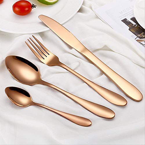 RJJX Home De Gama Alta cubertería 4 Unidades Aumentaron un Cuchillo de Mesa de Acero Inoxidable del Oro y la Horquilla Creativa Tenedor de Carne y vajilla Conjunto Cuchara Occidental