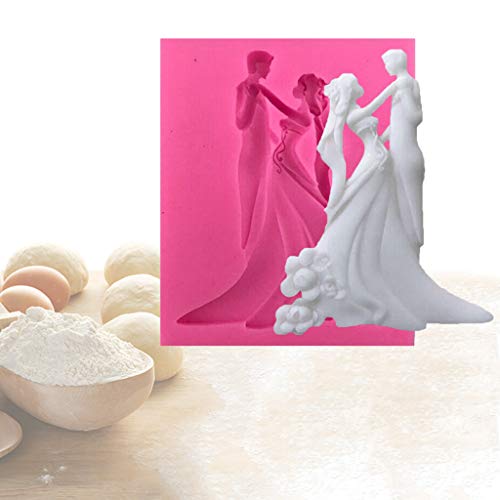 RK-HYTQWR Molde de Silicona Forma de Novia y Novio, Molde para Tartas con Fondant, Herramienta de decoración Sugarcraft, Plantilla de Baile para Novios
