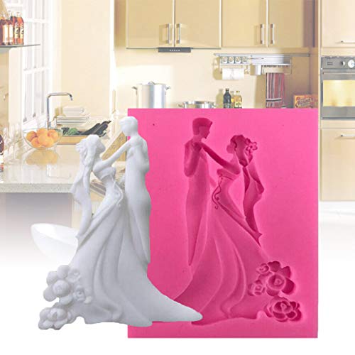 RK-HYTQWR Molde de Silicona Forma de Novia y Novio, Molde para Tartas con Fondant, Herramienta de decoración Sugarcraft, Plantilla de Baile para Novios