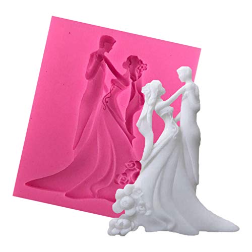 RK-HYTQWR Molde de Silicona Forma de Novia y Novio, Molde para Tartas con Fondant, Herramienta de decoración Sugarcraft, Plantilla de Baile para Novios