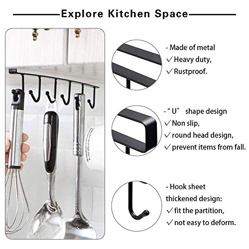 RMENOOR 4pcs Soportes para Tazas Colgador para Tazas Colgador de Cocina para 6 Tazas Ganchos para Tazas Almacenamiento de Cocina con 2 Piezas de Ganchos Ideal para Colgar Tazas, Utensilios de Cocina