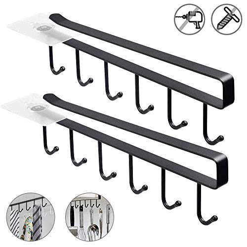 RMENOOR 4pcs Soportes para Tazas Colgador para Tazas Colgador de Cocina para 6 Tazas Ganchos para Tazas Almacenamiento de Cocina con 2 Piezas de Ganchos Ideal para Colgar Tazas, Utensilios de Cocina