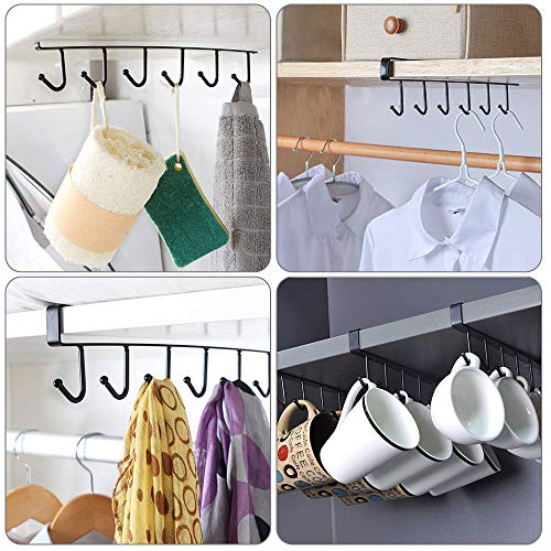 RMENOOR 4pcs Soportes para Tazas Colgador para Tazas Colgador de Cocina para 6 Tazas Ganchos para Tazas Almacenamiento de Cocina con 2 Piezas de Ganchos Ideal para Colgar Tazas, Utensilios de Cocina