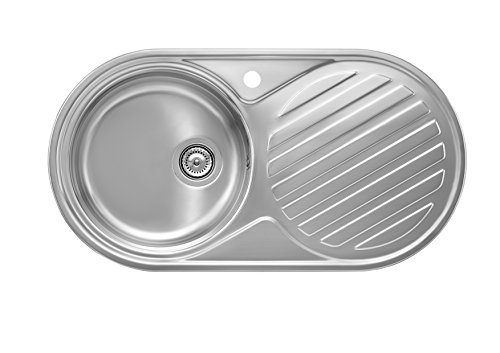 Roca A870930845 - Fregadero de 1 cubeta de acero inoxidable y escurridor a la derecha
