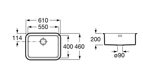 Roca A870B10550 Fregadero de 1 cubeta de acero inoxidable