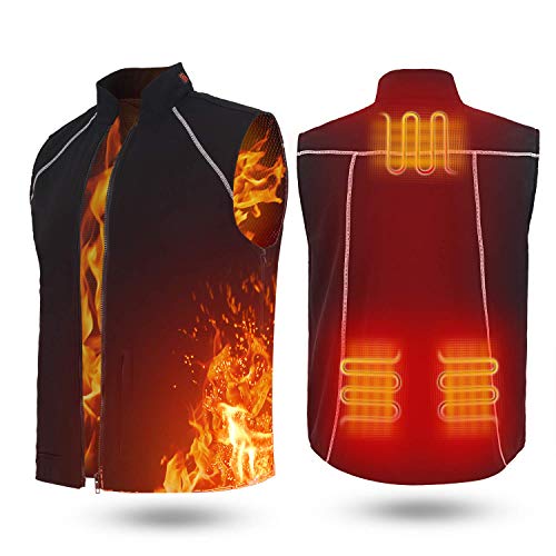 Rocboc Chaleco térmico Calentador Corporal Almohadilla térmica para Cintura (batería no incluida) Ropa de Invierno Chaleco USB Lavable para Ajustable