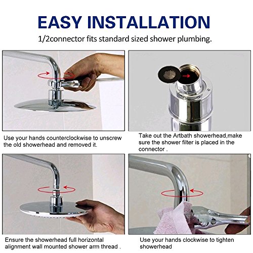 Rociador superior fino del baño de la cabeza de ducha de la lluvia del acero inoxidable de KUNGYO 304 (10 Pulgadas Ronda)