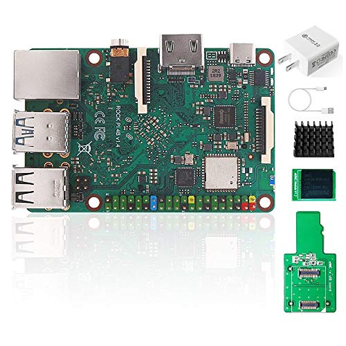 Rock PI 4B V1.4 Rockchip RK3399 ARM Cortex Six Core SBC/computadora de una sola placa compatible con pantalla oficial Raspberry Pi