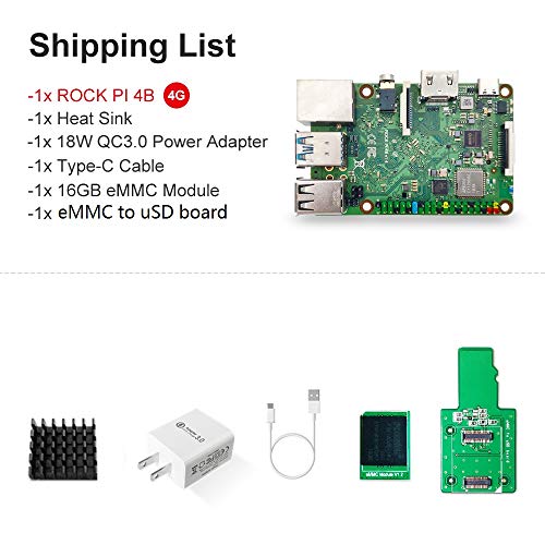 Rock PI 4B V1.4 Rockchip RK3399 ARM Cortex Six Core SBC/computadora de una sola placa compatible con pantalla oficial Raspberry Pi